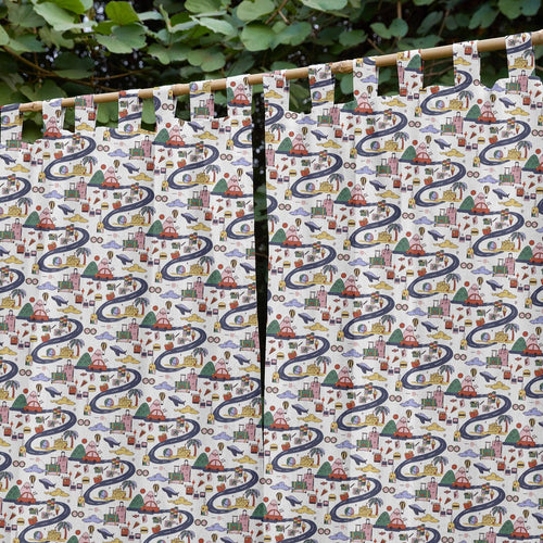 Travel Con Screenprint Kids Cotton Sheer Curtain-Curtains-House of Ekam