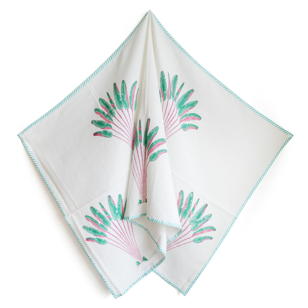 Travellers Palm and Giraffe Blockprint Bath Towel Combo-bath towels-House of Ekam
