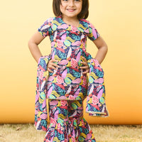 Tropadelic Multicolor Girl Sharara Cotton Suit With Dupatta-Kidswear-House of Ekam