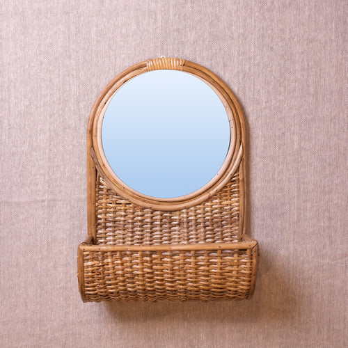 Vanity Rattan Wall Mirror-Mirrors-House of Ekam