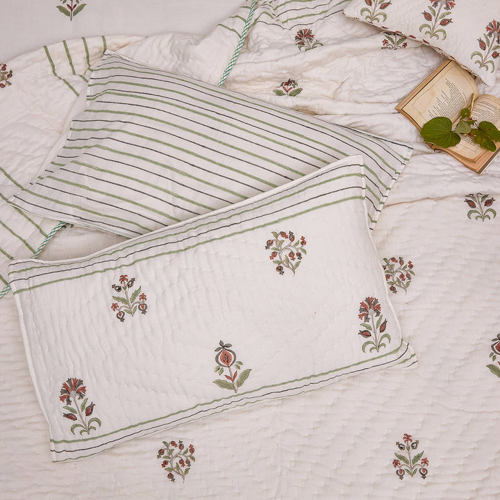 Vrinda Blockprint Double Bed Quilt-Quilt sets-House of Ekam