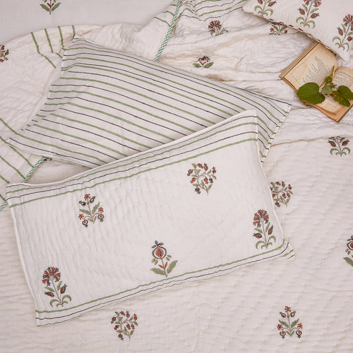 Vrinda Blockprint Double Bed Quilt-Quilt sets-House of Ekam