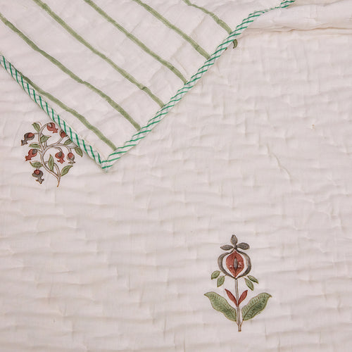 Vrinda Blockprint Double Bed Quilt-Quilt sets-House of Ekam