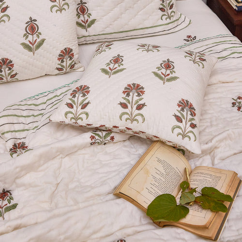 Vrinda Blockprint Double Bed Quilt-Quilt sets-House of Ekam