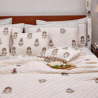 Vrinda Blockprint Double Bed Quilt-Quilt sets-House of Ekam