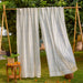 White & Blue Neer Jamdani Cotton Handloom Curtain-Curtains-House of Ekam