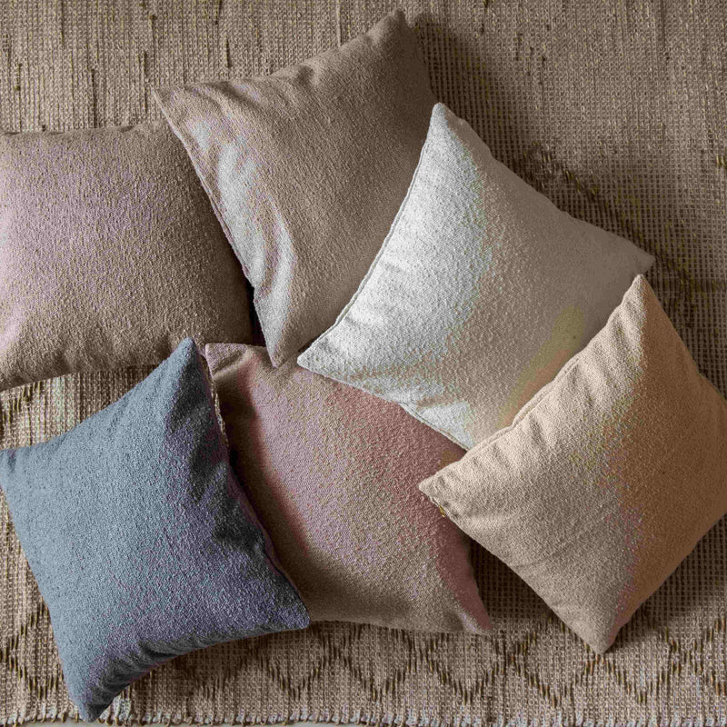 White Boucle Cushion Cover-Cushion Covers-House of Ekam