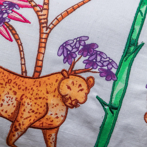 White Embroidered Tropicasa Haven Cushion Cover-Cushion Covers-House of Ekam