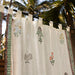 White Mughal Garden Blockprint Cotton Slub Curtain-Curtains-House of Ekam