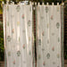 White Mughal Garden Blockprint Cotton Slub Curtain-Curtains-House of Ekam