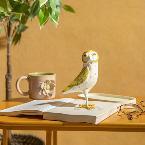 White Owl Paper Mache Art-paper mache-House of Ekam