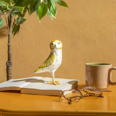 White Owl Paper Mache Art-paper mache-House of Ekam