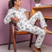 White Tropical Tango Cotton Loungewear Pyjama Set-loungewear-House of Ekam