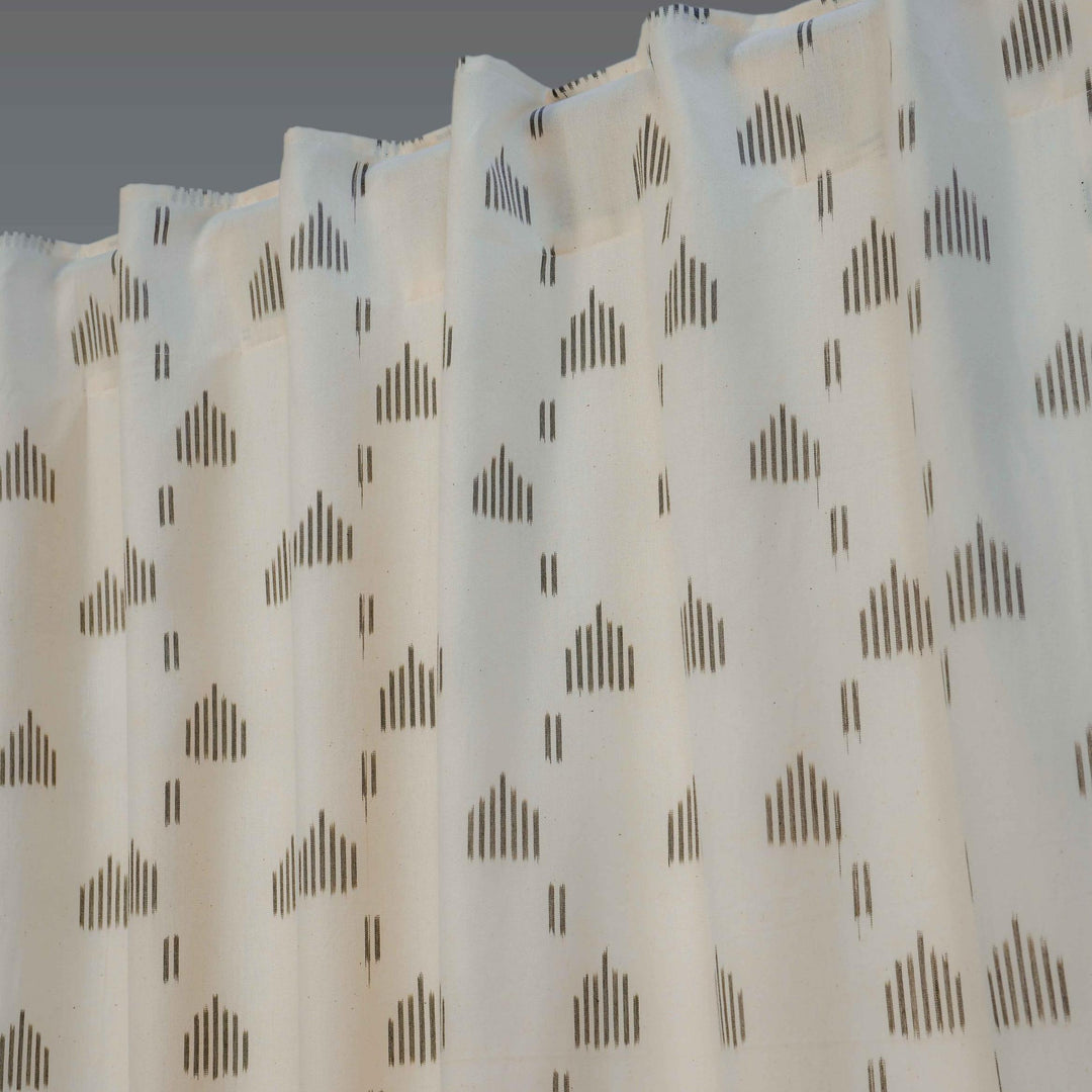 White and Black Rekham Ikat Handloom Curtain-Curtains-House of Ekam