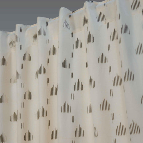 White and Black Rekham Ikat Handloom Curtain-Curtains-House of Ekam