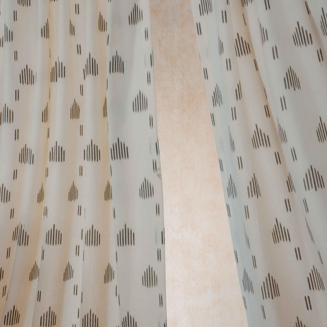White and Black Rekham Ikat Handloom Curtain-Curtains-House of Ekam