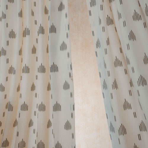 White and Black Rekham Ikat Handloom Curtain-Curtains-House of Ekam