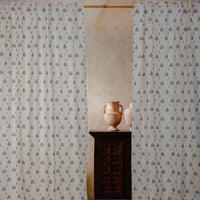 White and Black Rekham Ikat Handloom Curtain-Curtains-House of Ekam