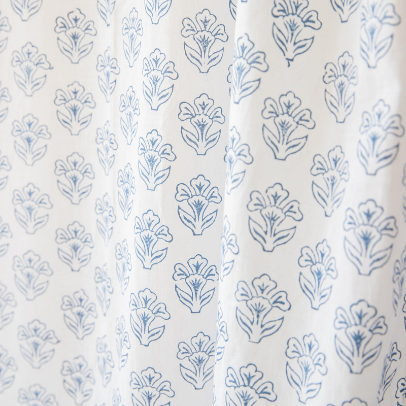 White and Blue Bela Cotton Sheer Curtain-Curtains-House of Ekam