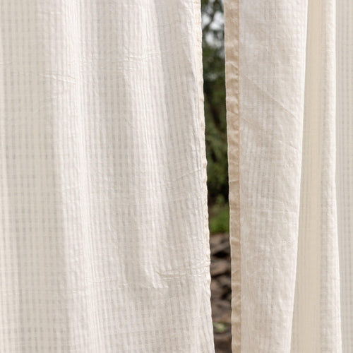 White on White Checks Venkatgiri Handloom Cotton Curtains-Curtains-House of Ekam