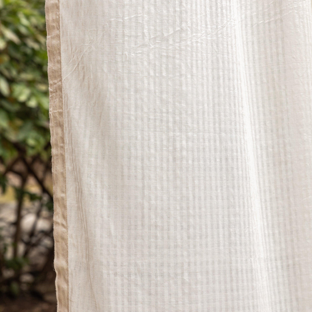 White on White Checks Venkatgiri Handloom Cotton Curtains-Curtains-House of Ekam