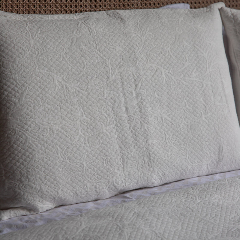White on White Jacquard Weave Bedcover-Quilt sets-House of Ekam