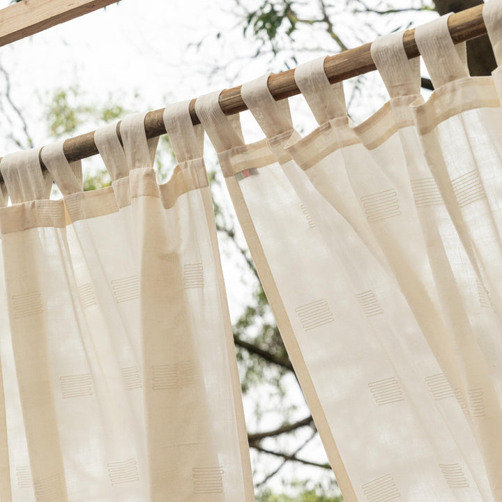 White on White Nilambari Venkatagiri Cotton Curtains-Curtains-House of Ekam