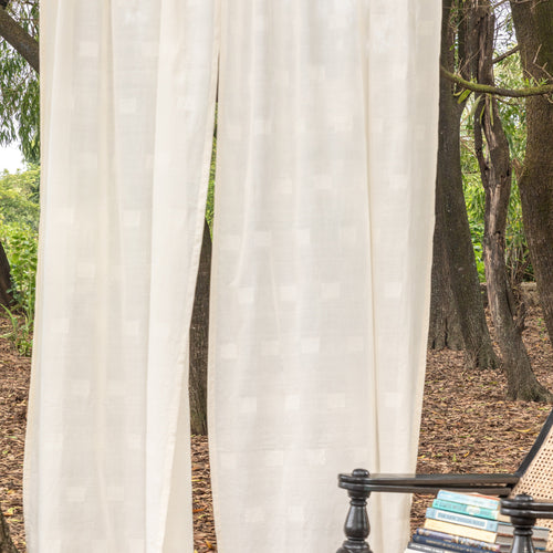 White on White Nilambari Venkatagiri Cotton Curtains-Curtains-House of Ekam