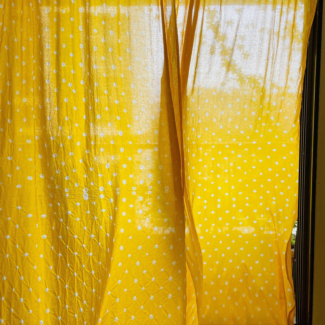Yellow Bandhani Curtain-Curtains-House of Ekam