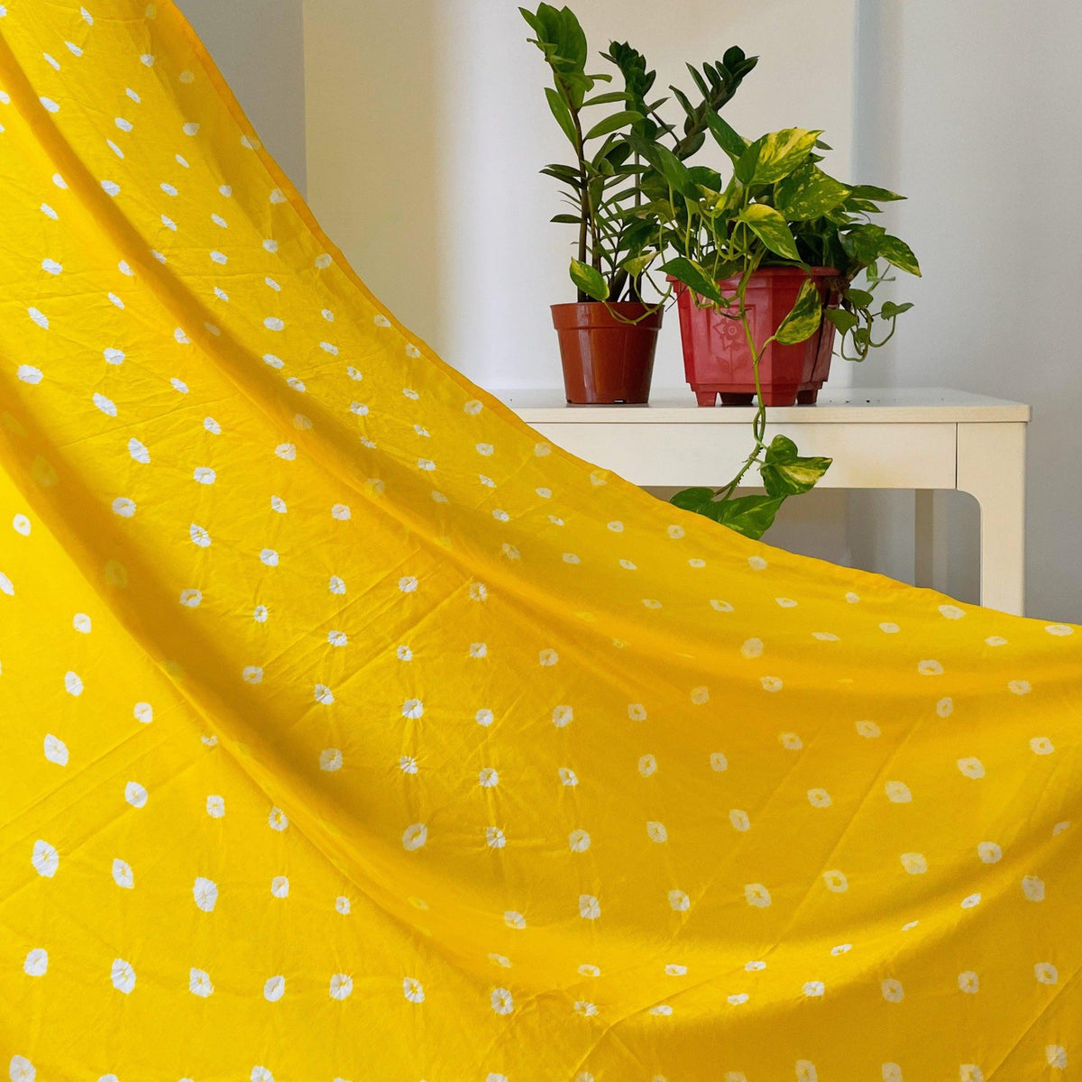 Yellow Bandhani Curtain-Curtains-House of Ekam