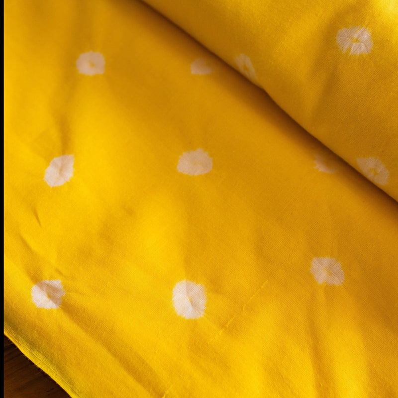 Yellow Bandhani Tie Dye Cotton Fabric-fabric-House of Ekam