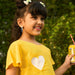 Yellow Cotton Slub Girl Dress with Heart-Kidswear-House of Ekam