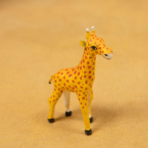 Yellow Giraffe Paper Mache Art-paper mache-House of Ekam