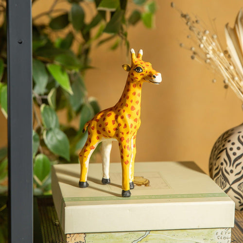 Yellow Giraffe Paper Mache Art-paper mache-House of Ekam