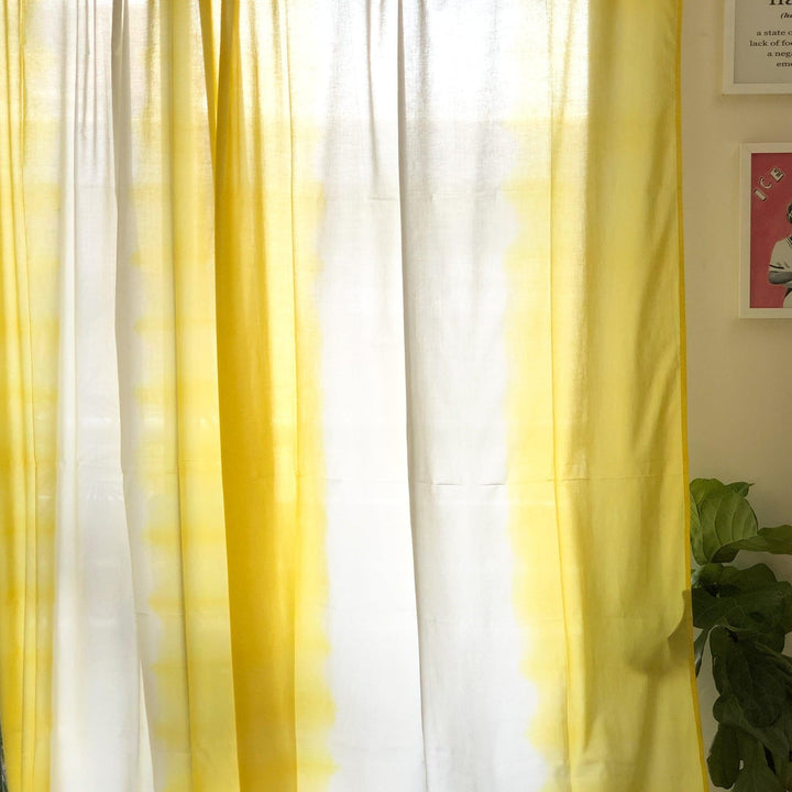 Yellow Ombre Dip Dye Sheer Curtain-Curtains-House of Ekam