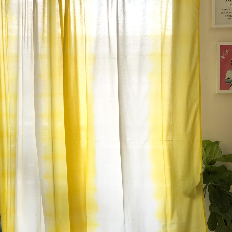 Yellow Ombre Dip Dye Jaipuri Boho Cotton Curtain for Doors & Windows ...