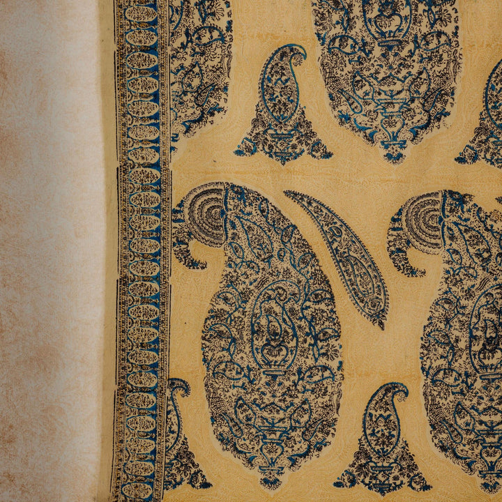 Yellow Paisley Machilipatnam Kalamkari Palampore Wall Art-Framed Wall Art-House of Ekam