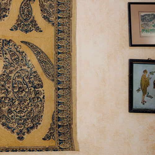 Yellow Paisley Machilipatnam Kalamkari Palampore Wall Art-Framed Wall Art-House of Ekam