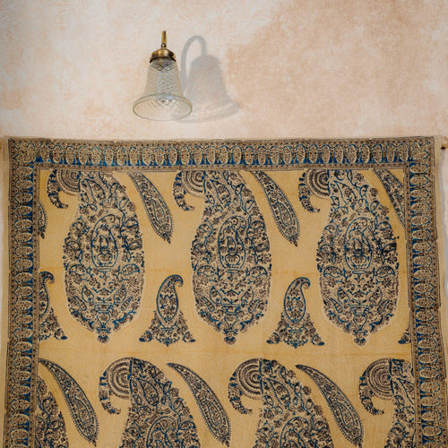 Yellow Paisley Machilipatnam Kalamkari Palampore Wall Art-Framed Wall Art-House of Ekam