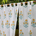 Yellow Poppy Blockprint Cotton Slub Curtain-Curtains-House of Ekam