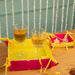 Yellow and Pink Bandhani Foldable Reversible Tray-Trays-House of Ekam
