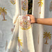 Yellow and Pink Malabar Blockprint Cotton Slub Curtain-Curtains-House of Ekam
