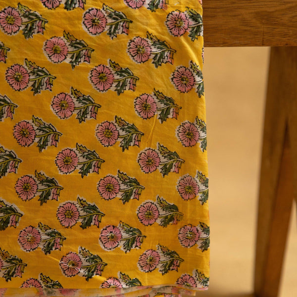 Pink Floral Blockprint Fabric