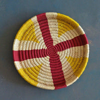 Yellow and Red Sabai Handwoven Grass Tray-Sabai baskets-House of Ekam