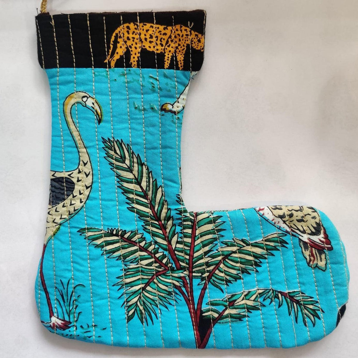 Zero Waste Blue Tropical Christmas Stocking-Stockings-House of Ekam