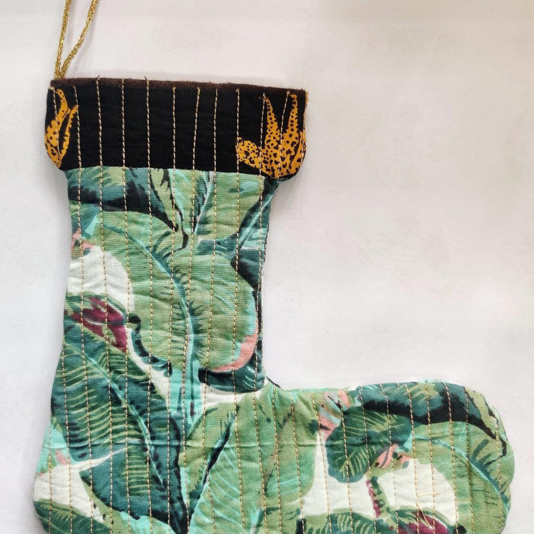 Zero Waste Green Palm Leaves Christmas Stocking-Stockings-House of Ekam