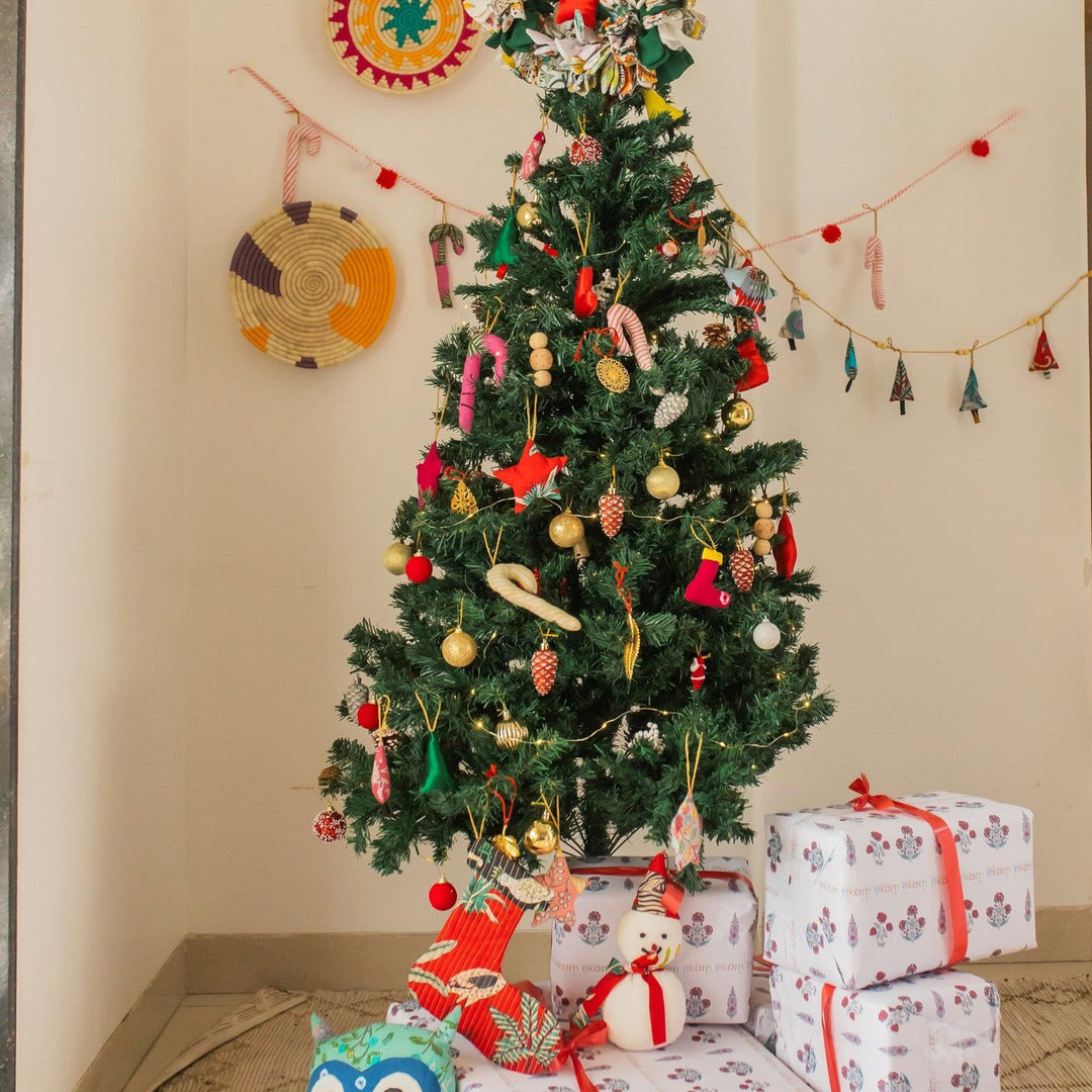 Zero Waste Mini Stocking Christmas Ornament Set of 2-Ornaments-House of Ekam