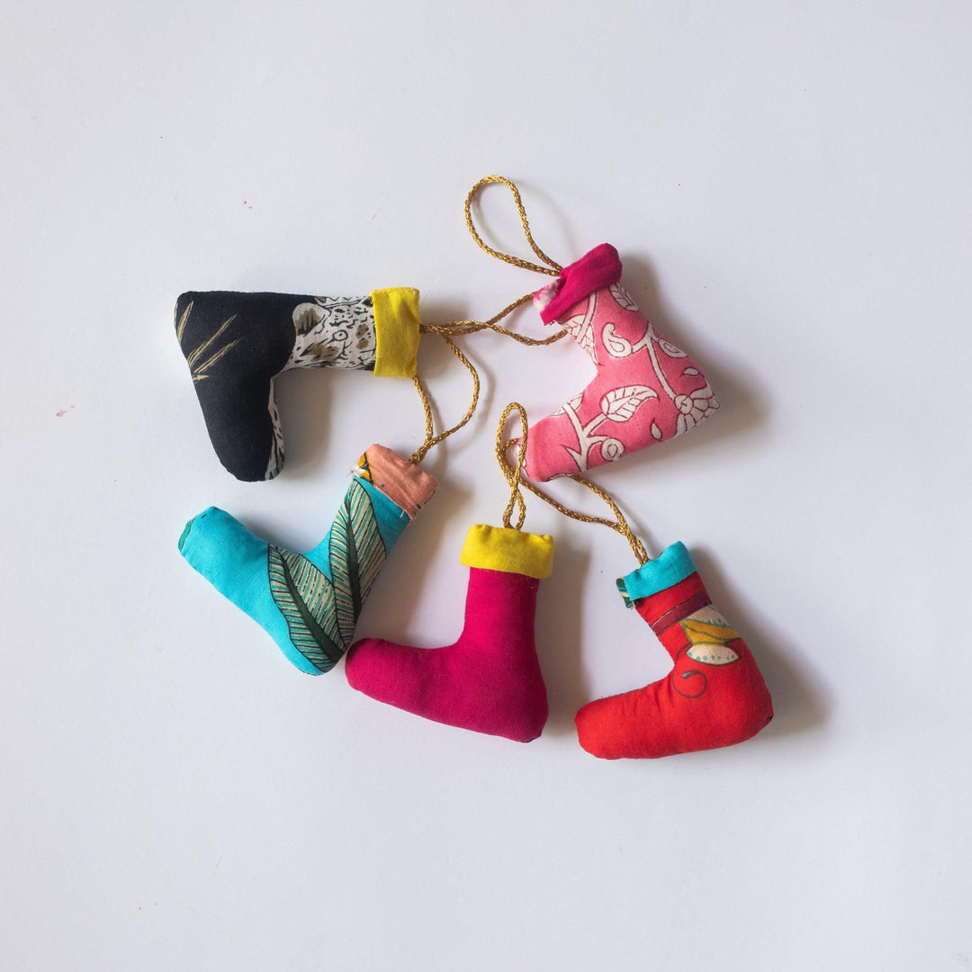 Zero Waste Mini Stocking Christmas Ornament Set of 2-Ornaments-House of Ekam