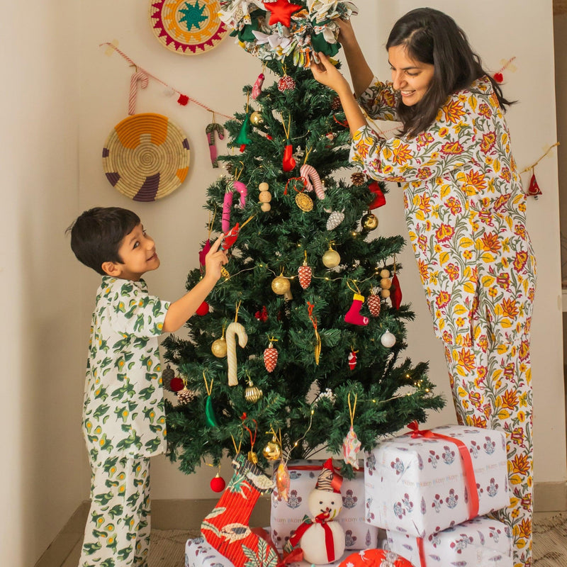 Zero Waste Mini Stocking Christmas Ornament Set of 2-Ornaments-House of Ekam
