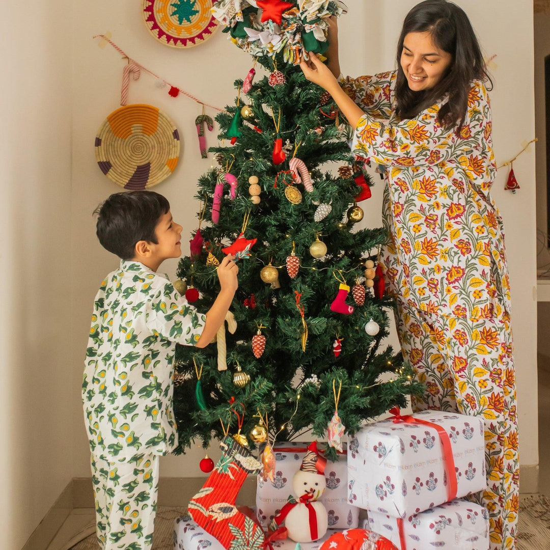 Zero Waste Mini Tree Christmas Ornament Set of 2-Ornaments-House of Ekam